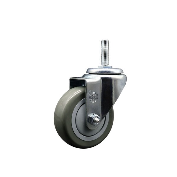 35 Inch Gray Polyurethane Wheel Swivel 58 Inch Threaded Stem Caster Service Caster